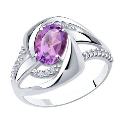 Кольцо из серебра с ситаллом и фианитами (Арт.94-310-00569-2)