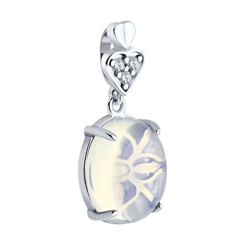 Кулон серебряный с опалитом и фианитами «Лунное Сердце» SOKOLOV (арт.1836)