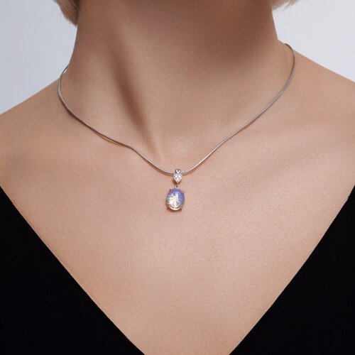 Кулон серебряный с опалитом и фианитами «Лунное Сердце» SOKOLOV (арт.1836)