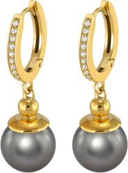 Серьги из серебра с жемчугом и кристаллом swarovski (Арт.aas-4-b-10-31-g)
