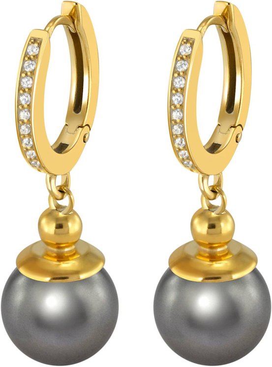 Серьги из серебра с жемчугом и кристаллом swarovski (Арт.aas-4-b-10-31-g)