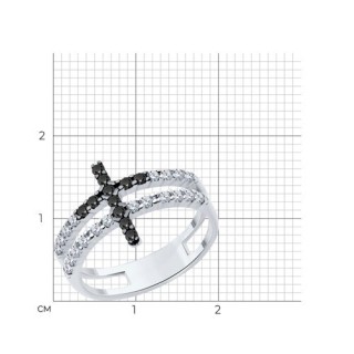 Кольцо из серебра с фианитами «Черный крест» SOKOLOV (арт.94014150)
