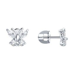 Серьги-пусеты из серебра с белыми фианитами (Арт.94020535)