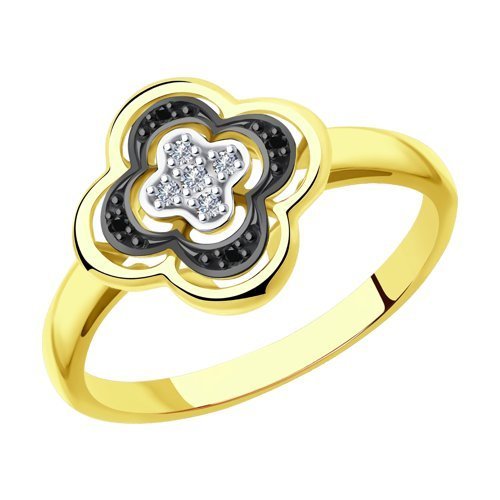 Кольцо из желтого золота с бриллиантами (Арт.7010070)