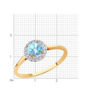 Кольцо золотое с топазом и фианитами «Небесный Ореол» Соколов (арт.716663)