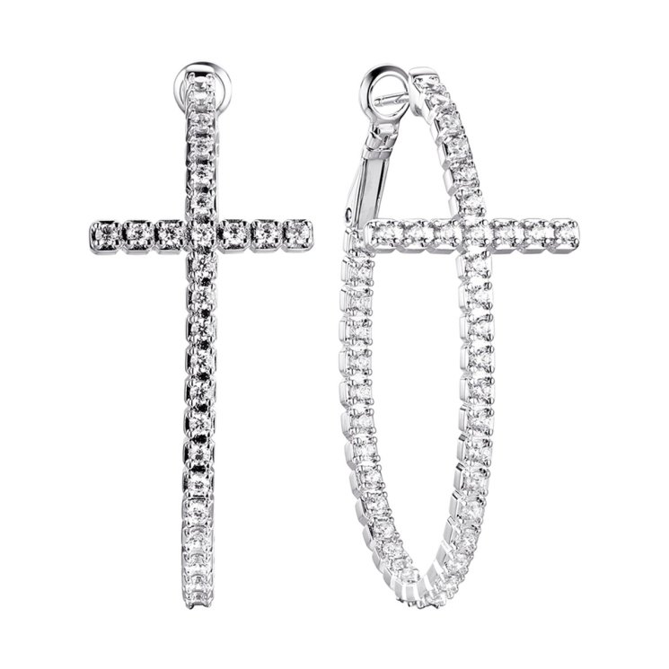 Серьги из серебра с фианитом (Арт.cz-e03565-x-w-x-x-w)