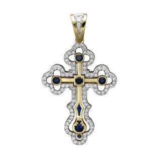 Кулон из комбинированного золота с бриллиантами, сапфирами и эмалью «RELIGION» Estet (арт.01Р680914Э-4)