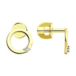 Серьги из желтого золота с фианитами (Арт.029499-2)