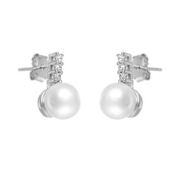Серьги из серебра с жемчугом и куб. цирконием (Арт.hl-e00136-x-w-ps-x-w)