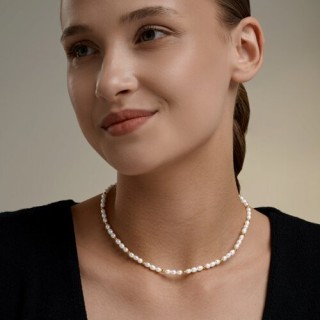 Колье из серебра 925 с жемчугом «Золотой штрих» SOKOLOV (арт.9207)