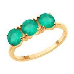 Кольцо из золочёного серебра с агатами (Арт.93-310-02684-1)