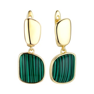 Серьги серебро с малахитом «Лимонная Орбита» Fresh Jewelry (арт.RB-E01926-X-L-Mal-X-X)