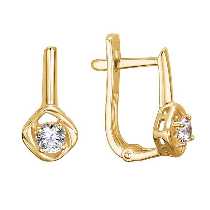Серьги золотые с фианитом «Simple Shine» Estet (арт.01С1312767)