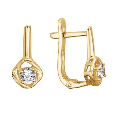 Серьги золотые с фианитом «Simple Shine» Estet (арт.01С1312767)