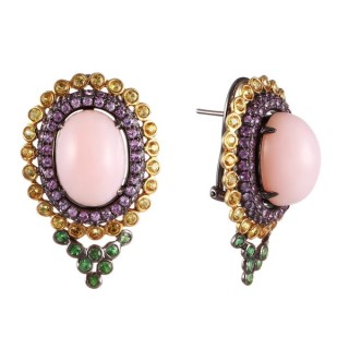 Серьги золотые с опалом и сапфирами «Розовый Шарм» MY JEWELS (арт.E0706POP-YH01-1164_SR_PS_SA_POP_TV_YG)
