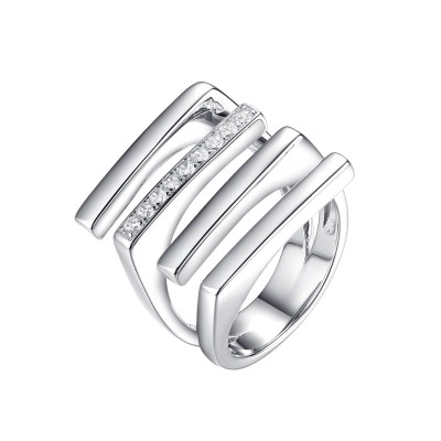 Кольцо серебряное с фианитами «Геометрия света» Fresh Jewelry (арт. SL-R03094-X-W-X-X-W)