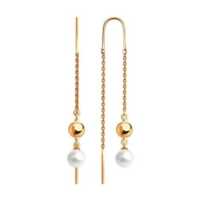 Серьги золотые пробы 585 с жемчугом (Арт.792226)