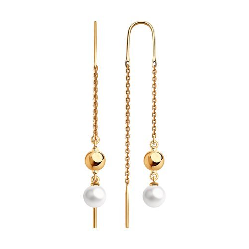 Серьги золотые пробы 585 с жемчугом (Арт.792226)