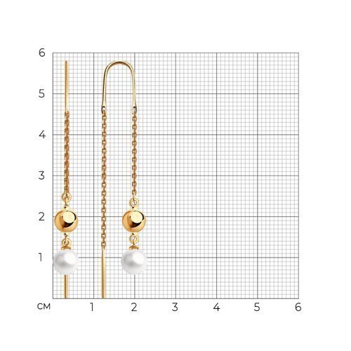 Серьги золотые пробы 585 с жемчугом (Арт.792226)