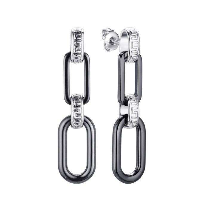 Серьги из серебра с керамикой (Арт.tc-e02090-b-w-x-x-x)