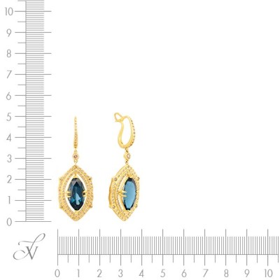 Серьги золотые с лондонским топазом и бриллиантами «Ночной Лондон» My Jewels (арт.EJ8997BT-MG_YGDNLT_DN_LT_YG)
