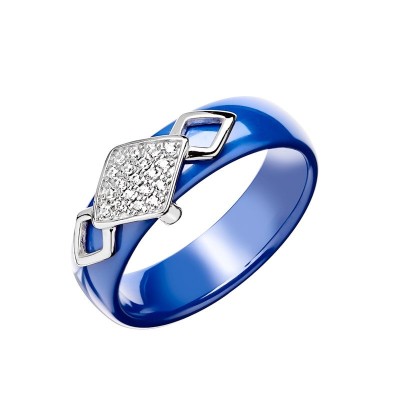 Кольцо серебро с керамикой и фианитами «Ceramic Breeze» Fresh Jewelry (арт.TC-R00591-BL-W-X-X-W)