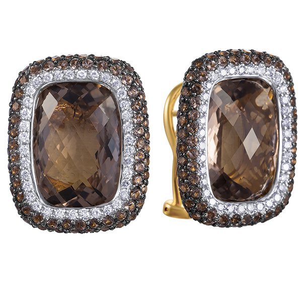 Серьги из золота с бриллиантом и раухтопазом (Арт.es0227-009_sq_yg)