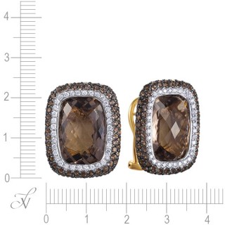 Серьги золотые с бриллиантами и раухтопазами «Туманный Вечер» MY JEWELS (арт.ES0227-009_SQ_YG)