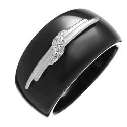 Кольцо из серебра с керамикой и куб. цирконием (Арт.tc-r01118-b-w-x-x-w)