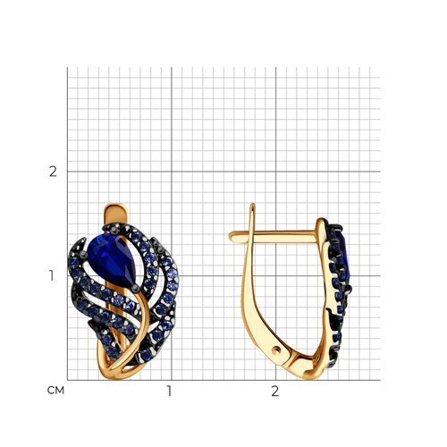 Серьги из золочёного серебра с корундами и фианитами (Арт.88020078)