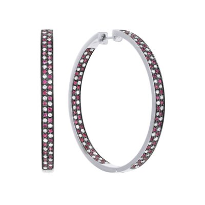 Серьги из белого золота с бриллиантом и рубином (Арт.me32922-wd-ru_sr_ru_wg)