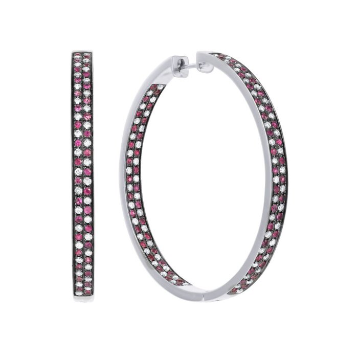 Серьги из белого золота с бриллиантом и рубином (Арт.me32922-wd-ru_sr_ru_wg)