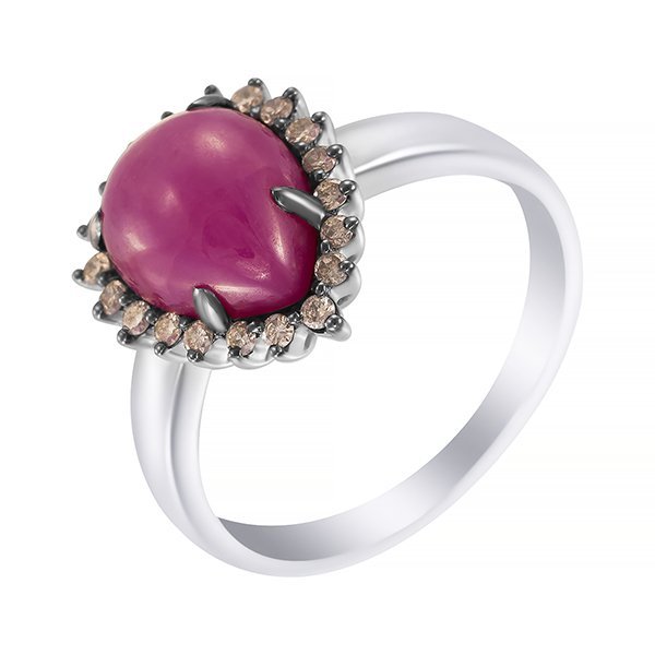 Кольцо из белого золота с бриллиантом и рубином (Арт.mr82052-br-sru_ko_dn_ruz_wg)
