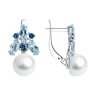 Серьги из серебра с миксом камней и жемчугом (Арт.92022679)