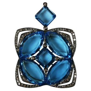 Кулон с топазами и бриллиантами «Морской Цветок» золото 585 My Jewels (арт.P10891BT-BRY_PD_DN_BT_YG)