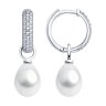 Серьги из серебра с жемчугом и фианитами (Арт.92022812)