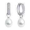 Серьги из серебра с жемчугом и фианитами (Арт.92022812)