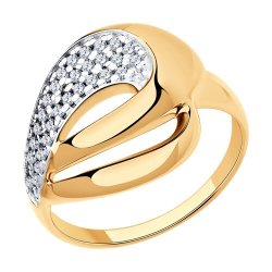 Кольцо из золочёного серебра с фианитами (Арт.93-110-00691-1)