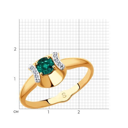 Кольцо из золота с бриллиантами и изумрудом (Арт.3010560)