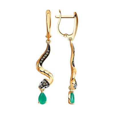 Серьги из золота с бриллиантами и изумрудами (Арт.3020456)