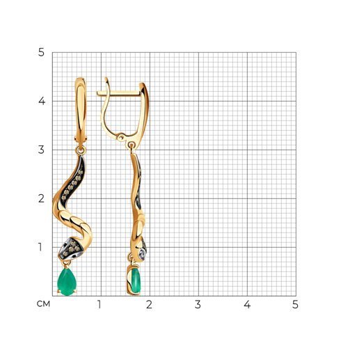 Серьги из золота с бриллиантами и изумрудами (Арт.3020456)