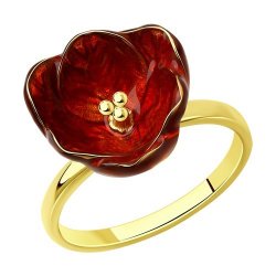 Кольцо из золочёного серебра с эмалью (Арт.93010871)