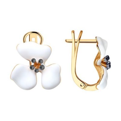 Серьги из серебра с эмалью «Нежный Цветок» Соколов (арт.93021175)