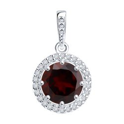 Подвеска из серебра с гранатом и фианитами (Арт.94-330-02052-2)