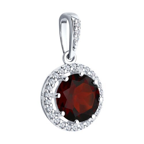 Подвеска из серебра с гранатом и фианитами (Арт.94-330-02052-2)