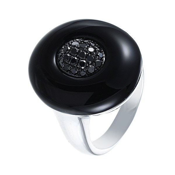 Кольцо из белого золота с бриллиантом и ониксом (Арт.wr00228y-4_db_ox_wg)