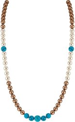 Ожерелье из серебра с бирюзой и жемчугом (Арт.10l-bb-2-9)