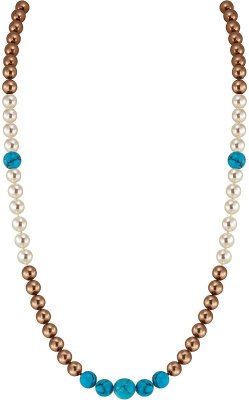 Ожерелье из серебра с бирюзой и жемчугом (Арт.10l-bb-2-9)