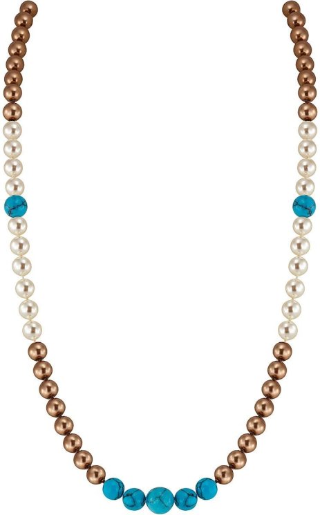 Ожерелье из серебра с бирюзой и жемчугом (Арт.10l-bb-2-9)