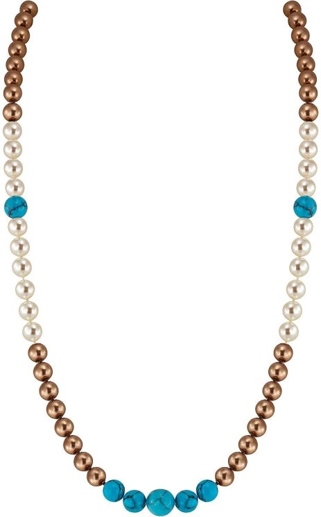 Ожерелье из серебра с бирюзой и жемчугом (Арт.10l-bb-2-9)